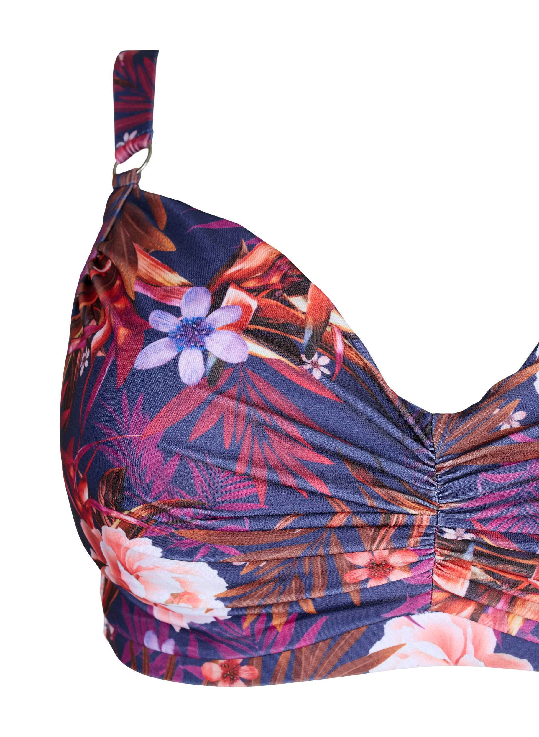 ZizziBedruckter Bikini BH mit B&uuml;gel, Purple Flower, Packshot image number 2