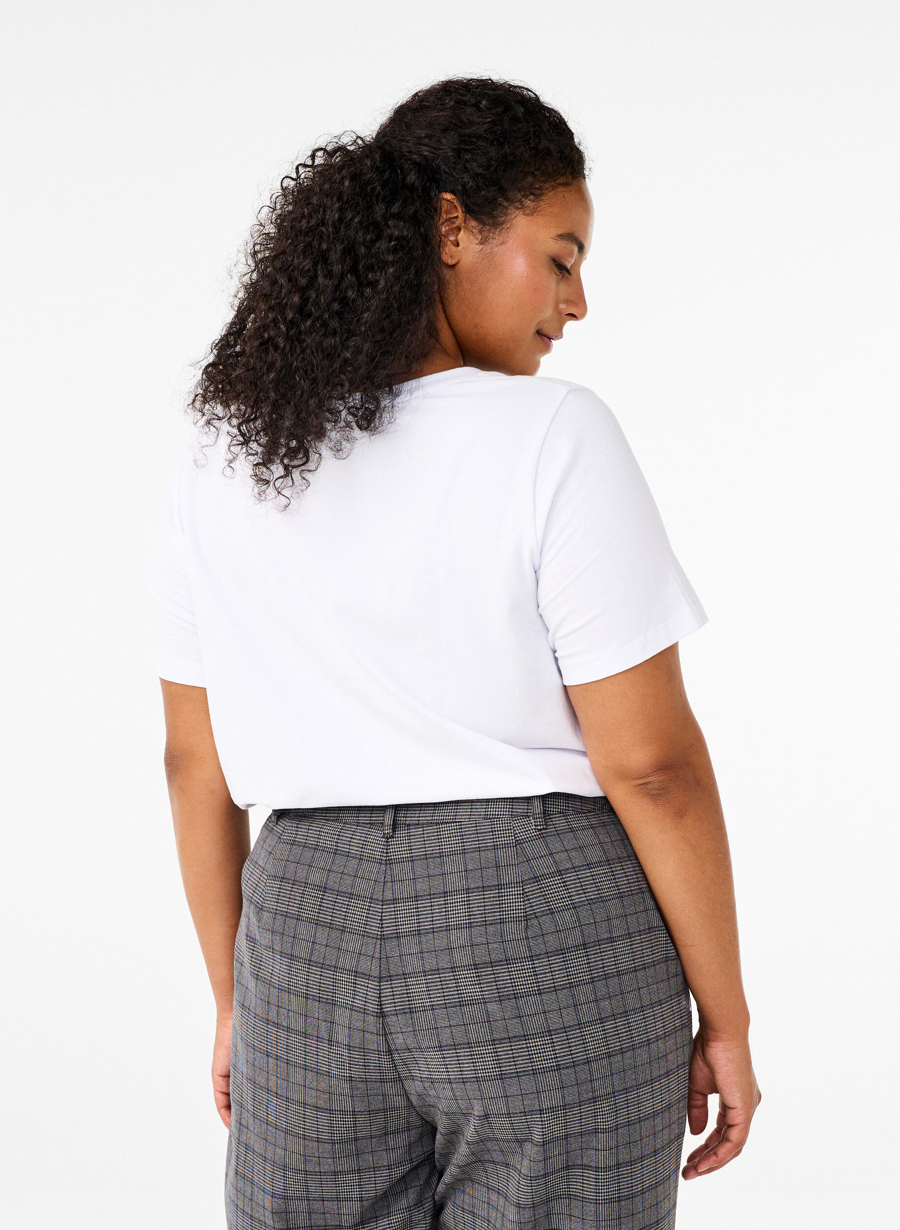 ZizziEinfarbiges Basic-T-Shirt aus Baumwolle, Wei&szlig;, Model image number 2