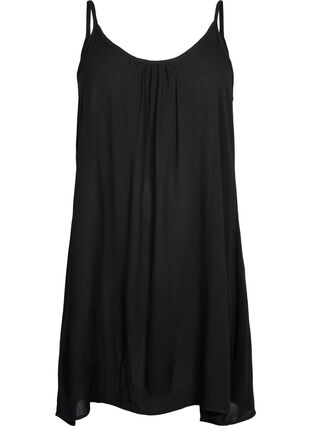 Einfarbiges Trägerkleid aus Viskose, Black, Packshot image number 0
