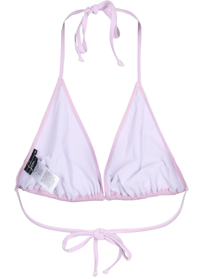 Triangel-Bikinioberteil mit Kreppstruktur, Lila, Packshot image number 1