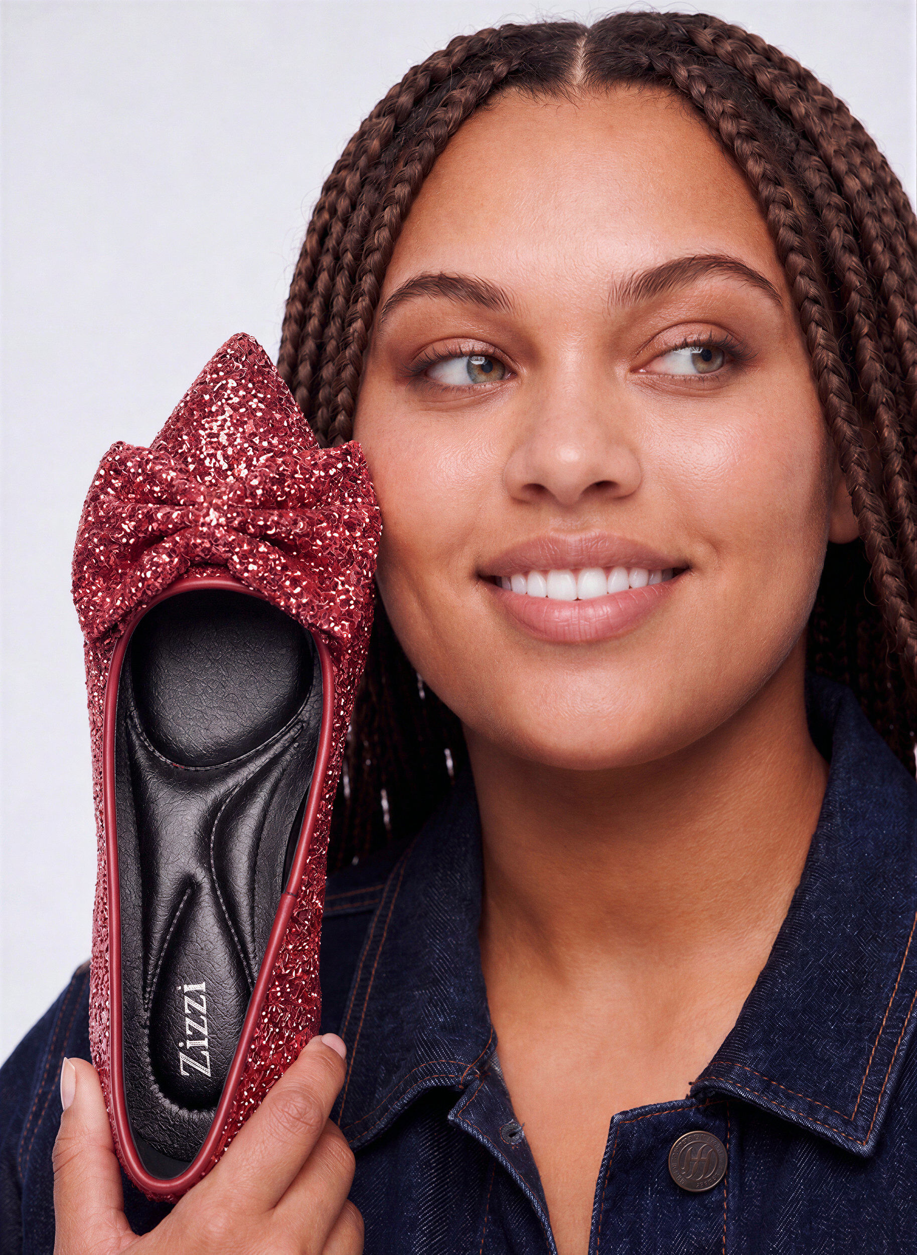 Extra Weite - Glitzer-Pumps mit Schleife
