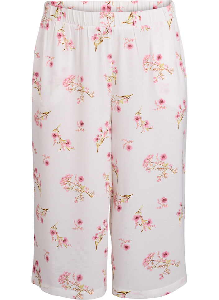 Culotte-Hose mit Print, Wei&szlig;, Packshot image number 0