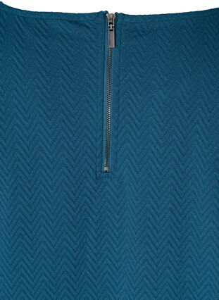 Bluse mit Struktur und 3/4-Ärmeln, Majolica Blue, Packshot image number 3