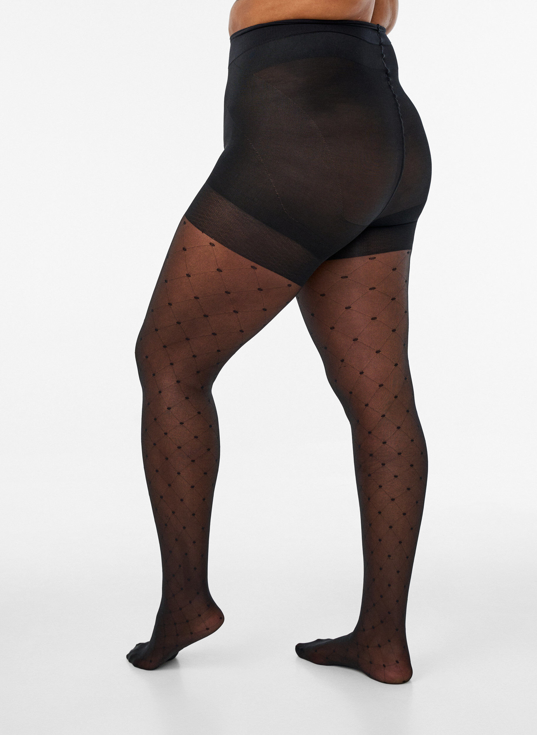 ZizziPush-up-Strumpfhose mit Polka-Dot-Muster, 25 den, Schwarz, Packshot image number 1