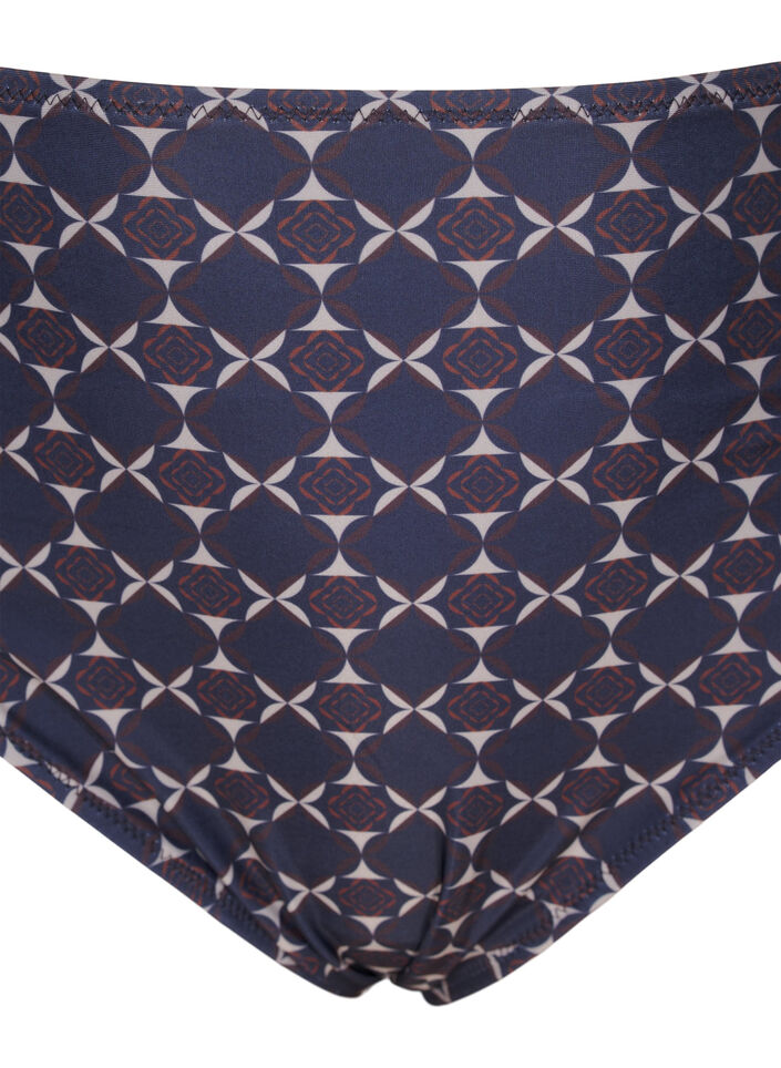 Hoch tailliertes Bikini-Unterteil mit Aufdruck, Blau, Packshot image number 2