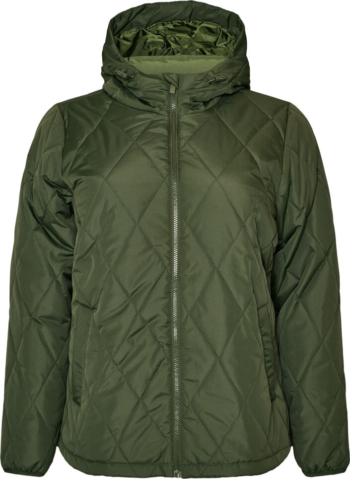 Leicht wattierte Jacke mit Rautensteppung, Gr&uuml;n, Packshot