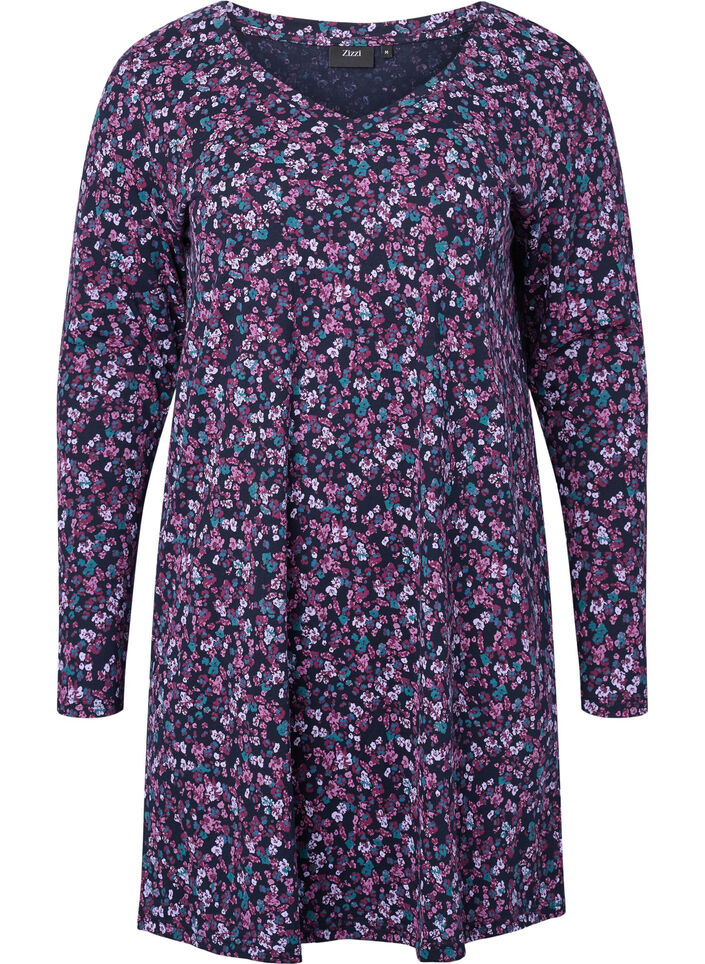 Langärmeliges Nachthemd aus Baumwolle, Night Sky Disty AOP, Packshot image number 0