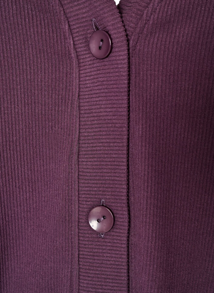 Gerippte Jersey-Strickjacke mit V-Ausschnitt, Lila, Packshot image number 2