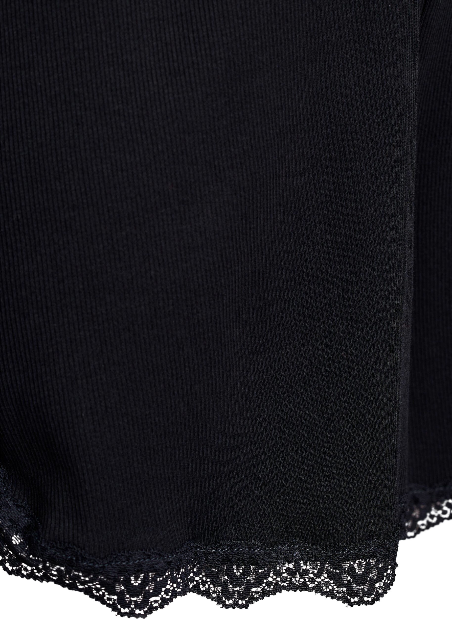 ZizziLockere Nachtshorts aus geripptem Material mit Spitzensaum, Schwarz, Packshot image number 3