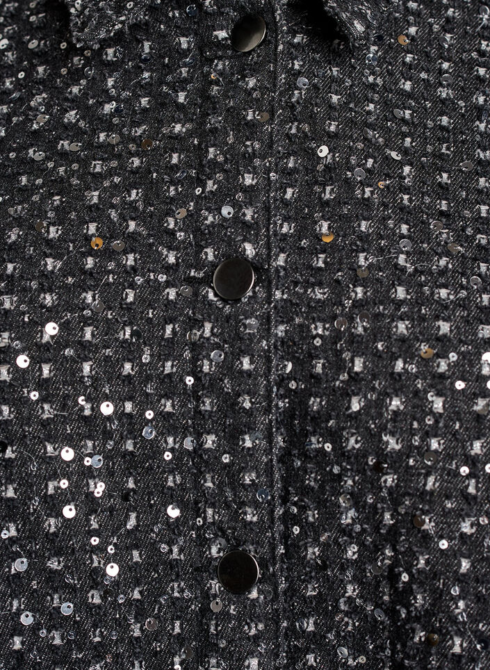 Kleid aus Denim mit Pailletten und 3/4-&Auml;rmeln, Schwarz, Packshot image number 2