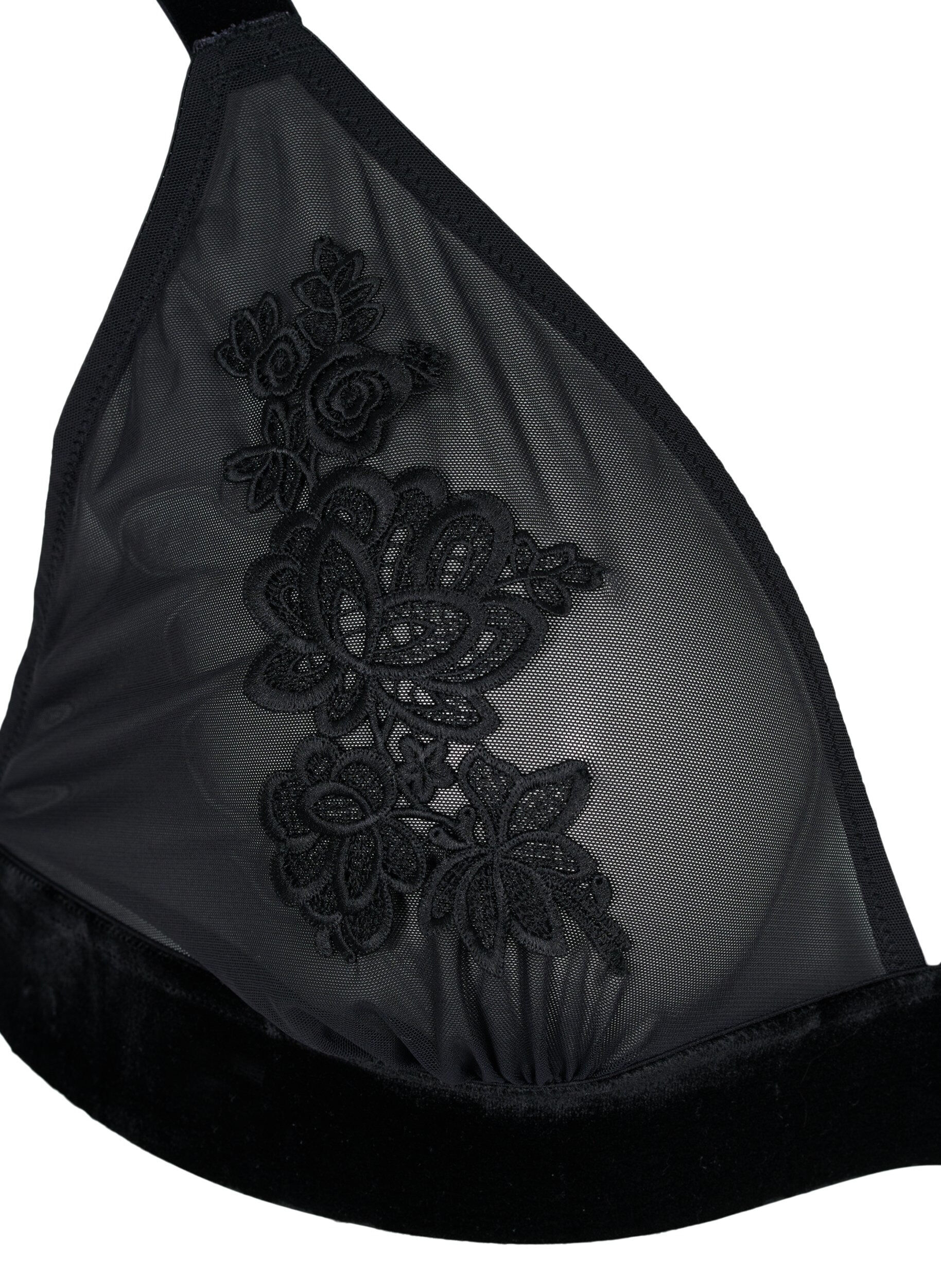 ZizziMesh-BH mit Velours und Spitze, Black, Packshot image number 2