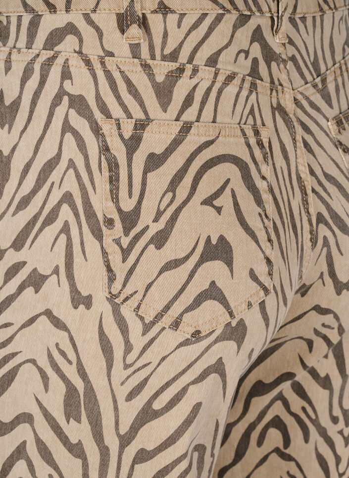 Jeans in gerader Passform mit Zebraprint, Braun, Packshot image number 3