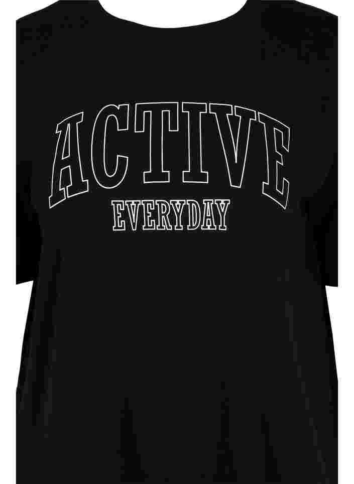 Trainings-T-Shirt aus Baumwolle, Black, Packshot image number 2