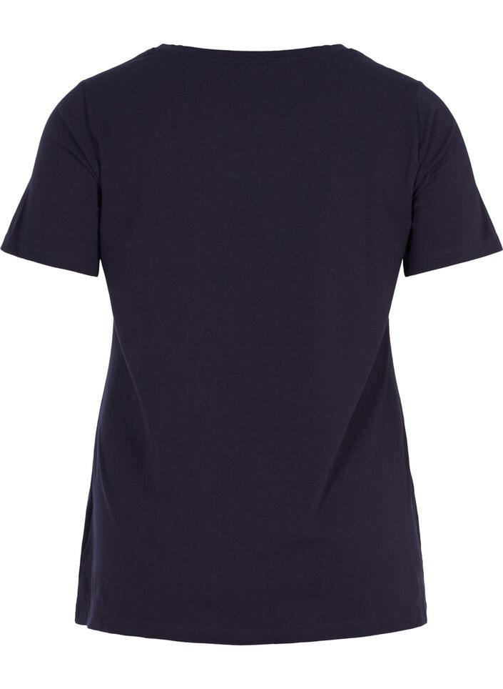 Einfarbiges basic T-Shirt aus Baumwolle, Blau, Packshot image number 1