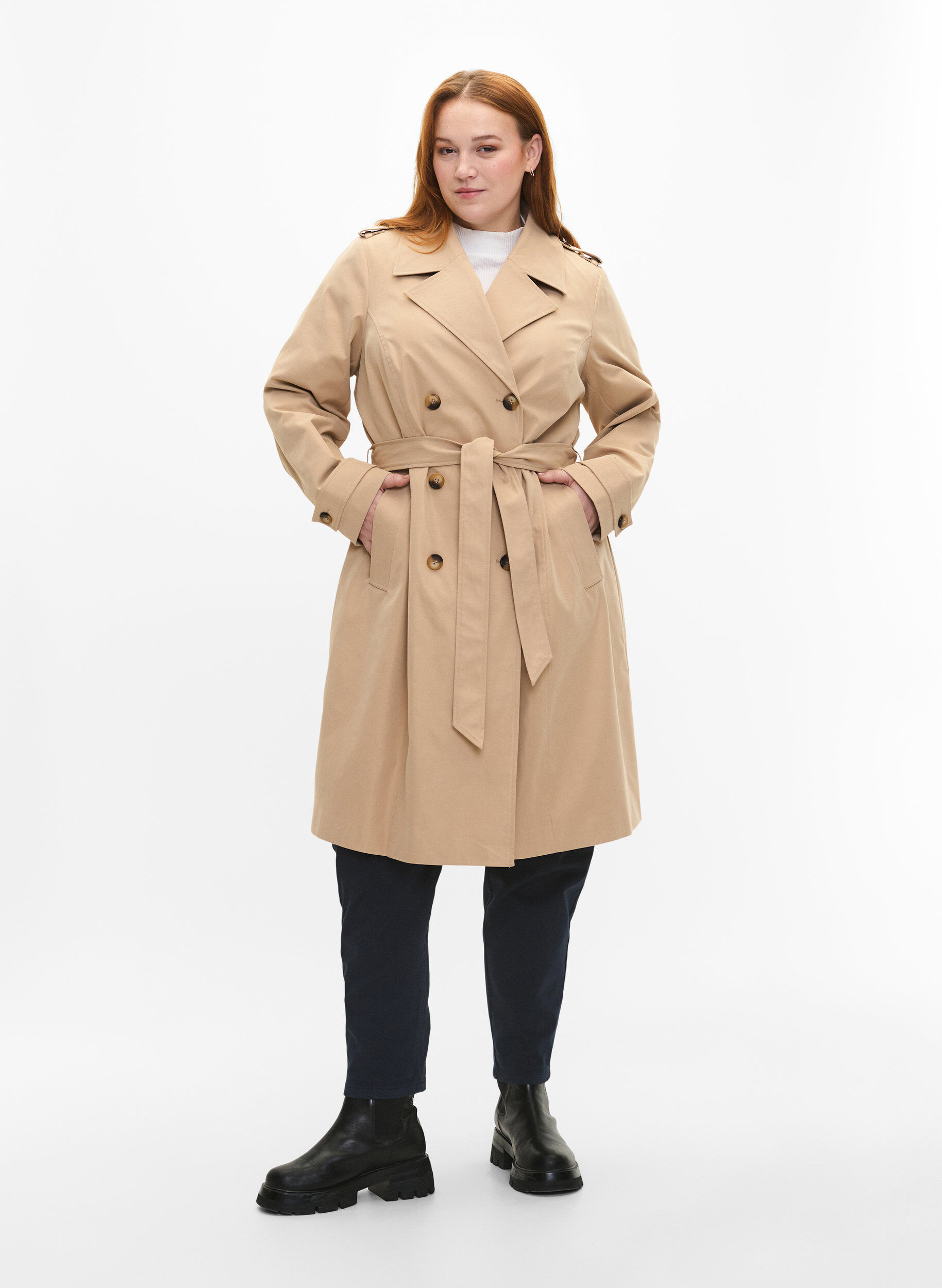ZizziTrenchcoat mit Taschen und G&uuml;rtel, Nomad, Model image number 3