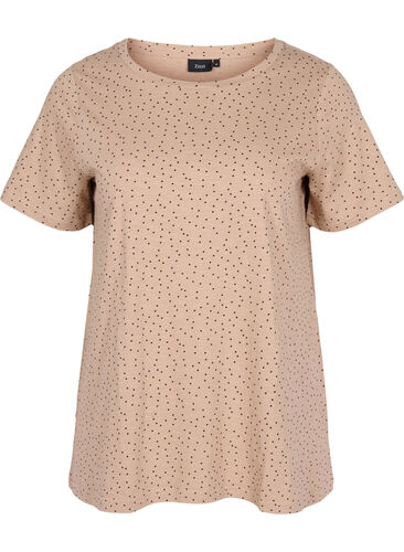 Gepunktetes T-Shirt aus Baumwolle, Neutral w. Dots, Packshot image number 0