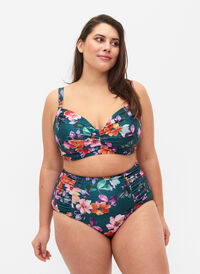 Bikini-Unterteil mit Blumenmuster und hoher Taille, Meave Print, Model