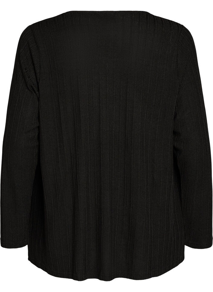 Offener Cardigan aus strukturiertem Jersey, Schwarz, Packshot image number 1