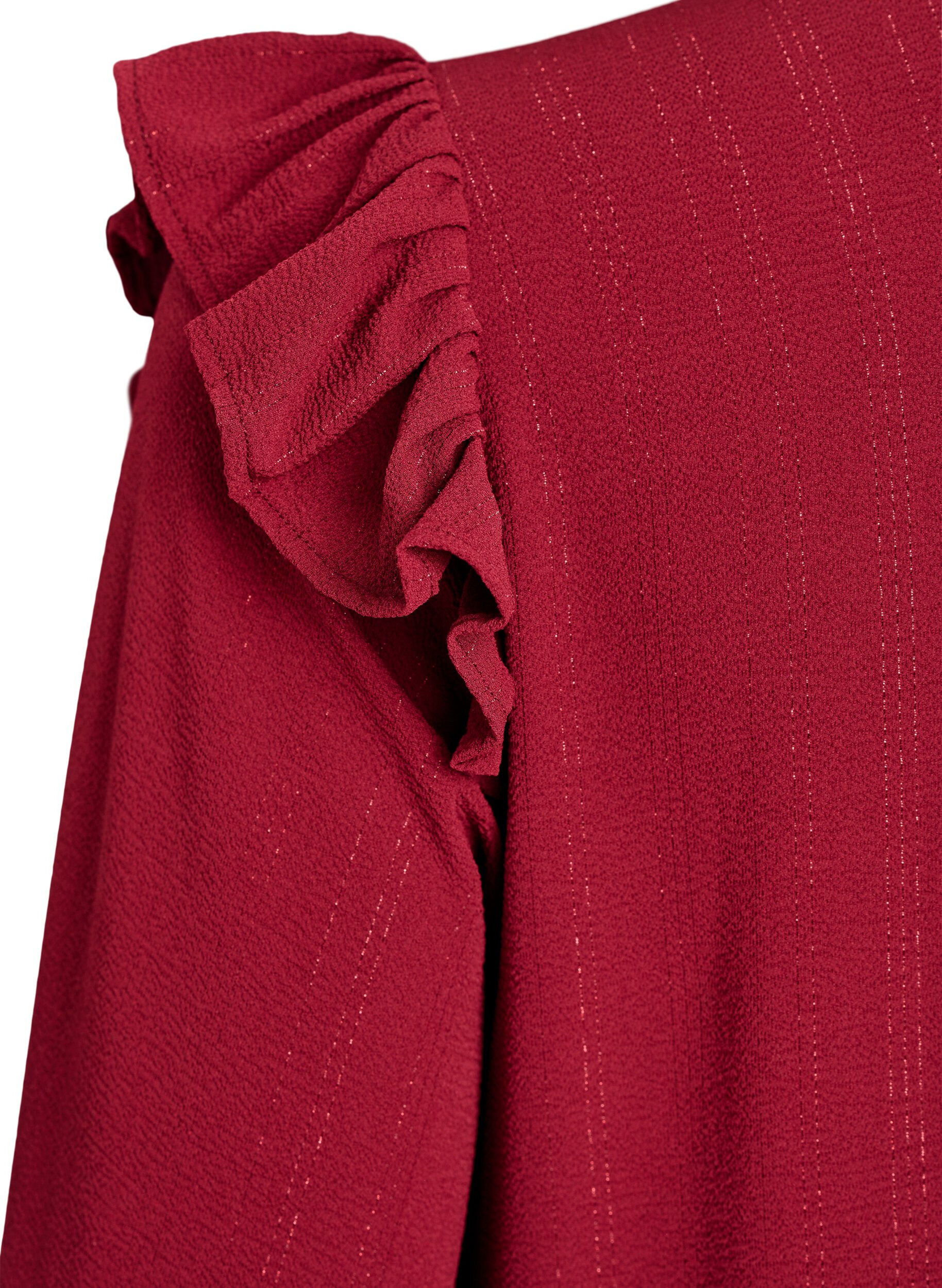 ZizziKurzes Kleid mit R&uuml;schen und Glitzer , Dunkles Bordeaux, Packshot image number 3