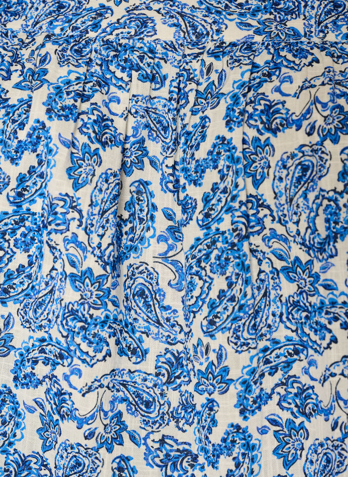 Baumwollbluse mit eckigem Ausschnitt, Blau, Packshot image number 2