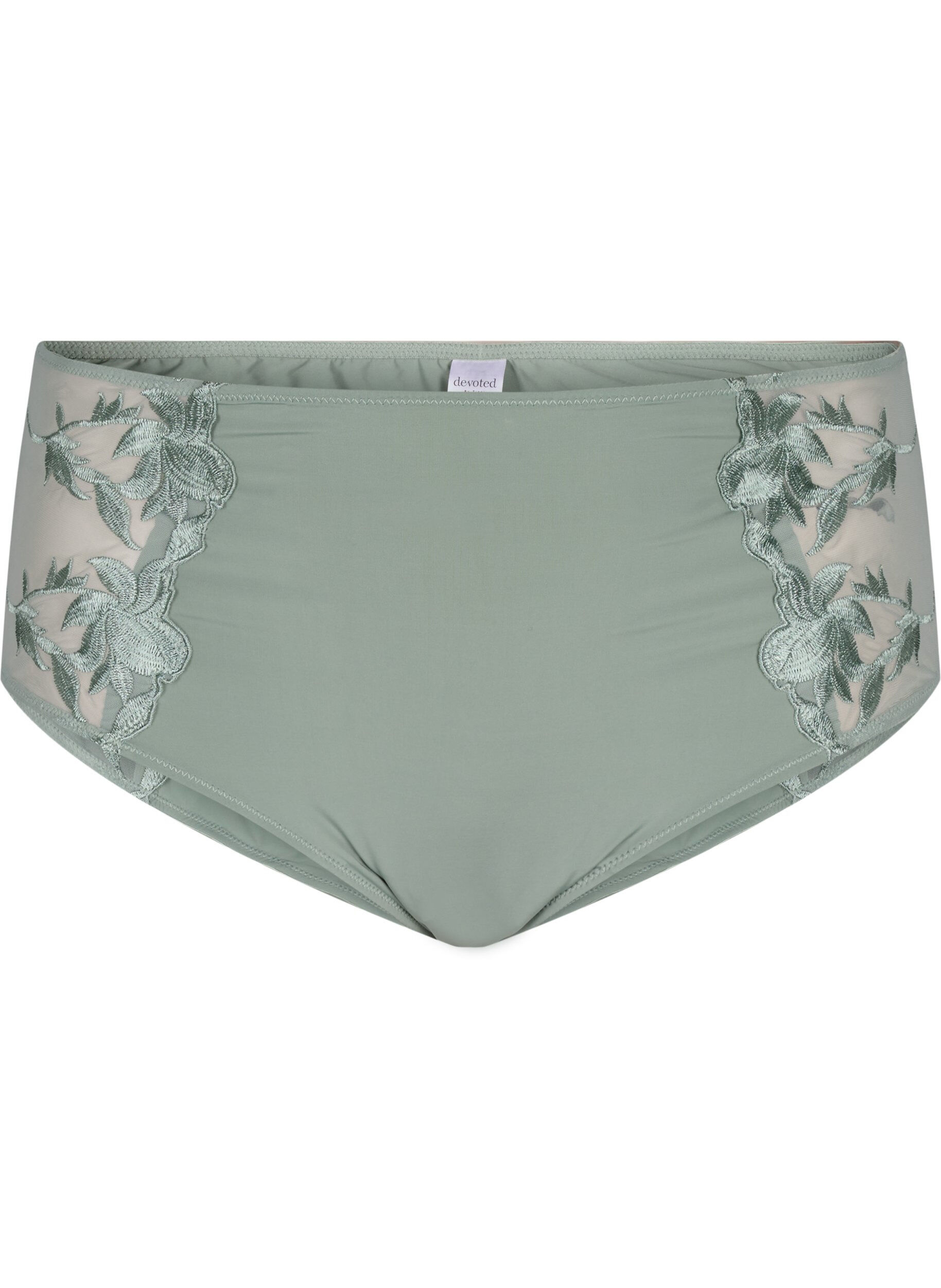 ZizziHipster-Slip mit Stickerei und normaler Taille, Iceberg Green, Packshot image number 0