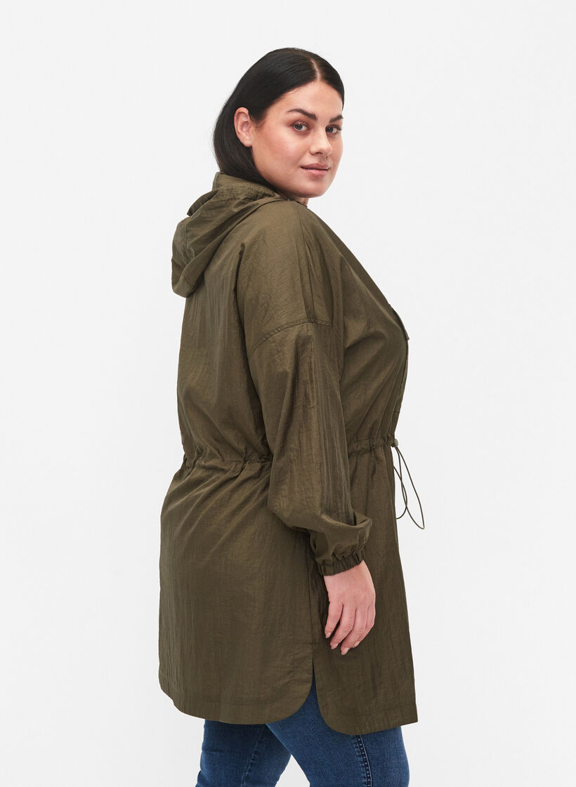 Langer Anorak mit Kapuze und Taschen, Grape Leaf, Model image number 1