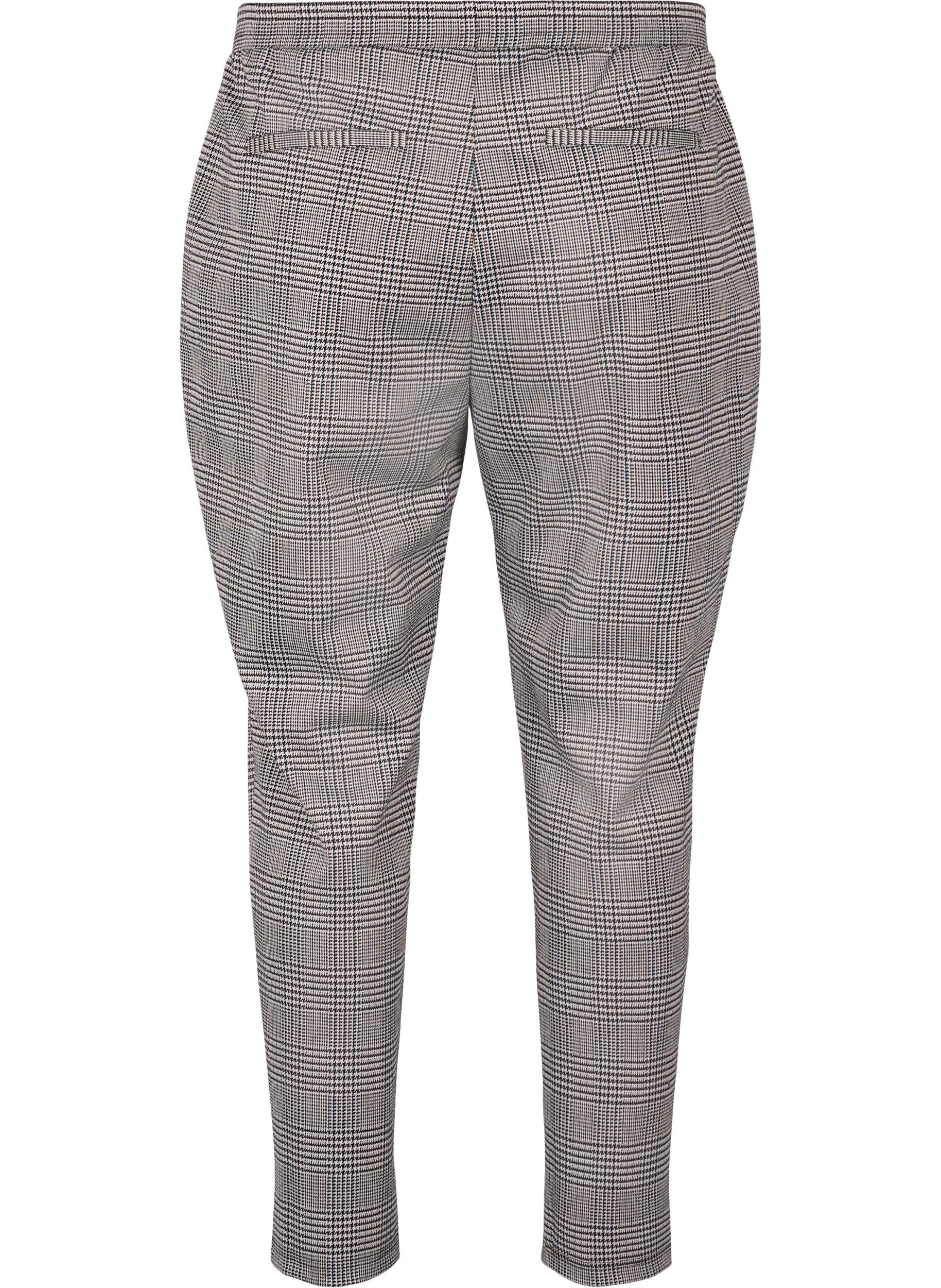 ZizziGek&uuml;rzte Maddison-Hosen mit kariertem Muster, Beige Brown Check, Packshot image number 1