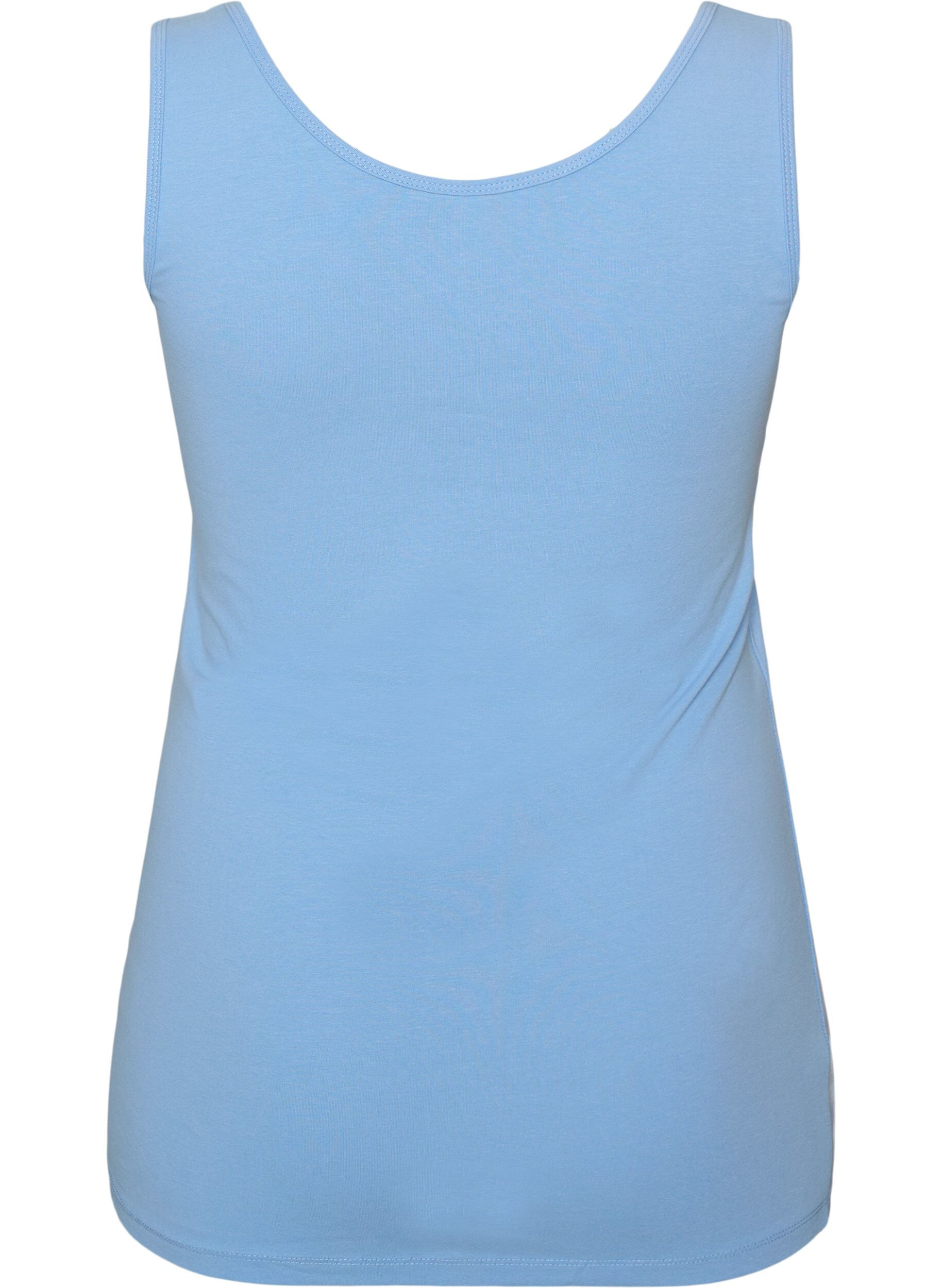 ZizziEinfarbiges Basic Top aus Baumwolle, Blau, Packshot image number 1