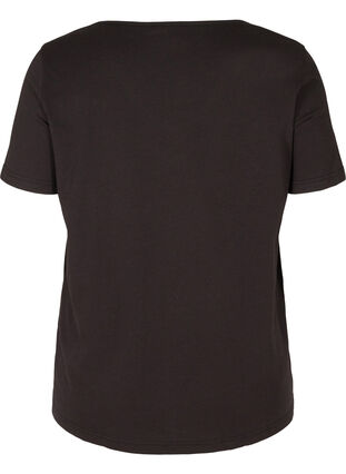 Kurzarm T-Shirt mit V-Ausschnitt und Mesh, Black, Packshot image number 1