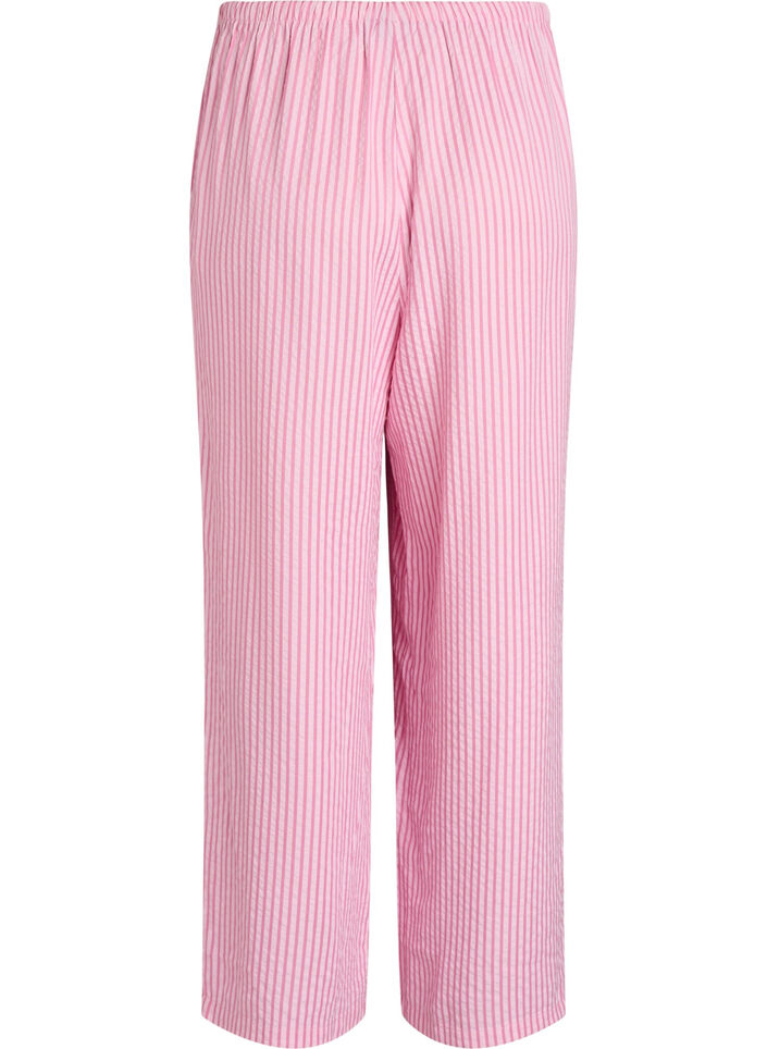 Lockere Pyjamahose aus Seersucker mit hoher Taille, Pink, Packshot image number 1