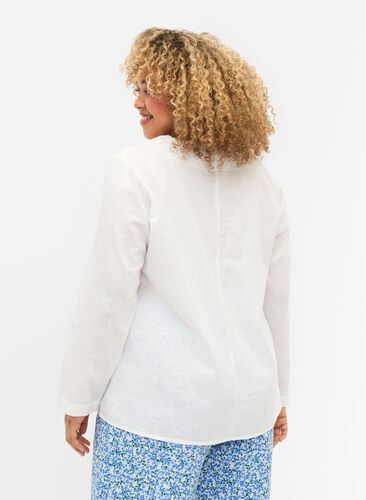 Bluse aus Baumwolle mit Häkeldetail, White, Model image number 1