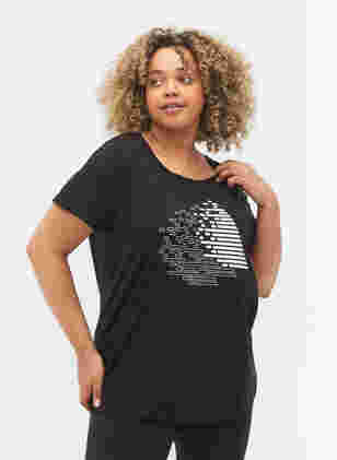Trainings-T-Shirt mit Print, Black w. White, Model