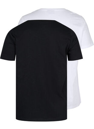 2er-Pack basic T-Shirts aus Baumwolle, Black/B White, Packshot image number 1