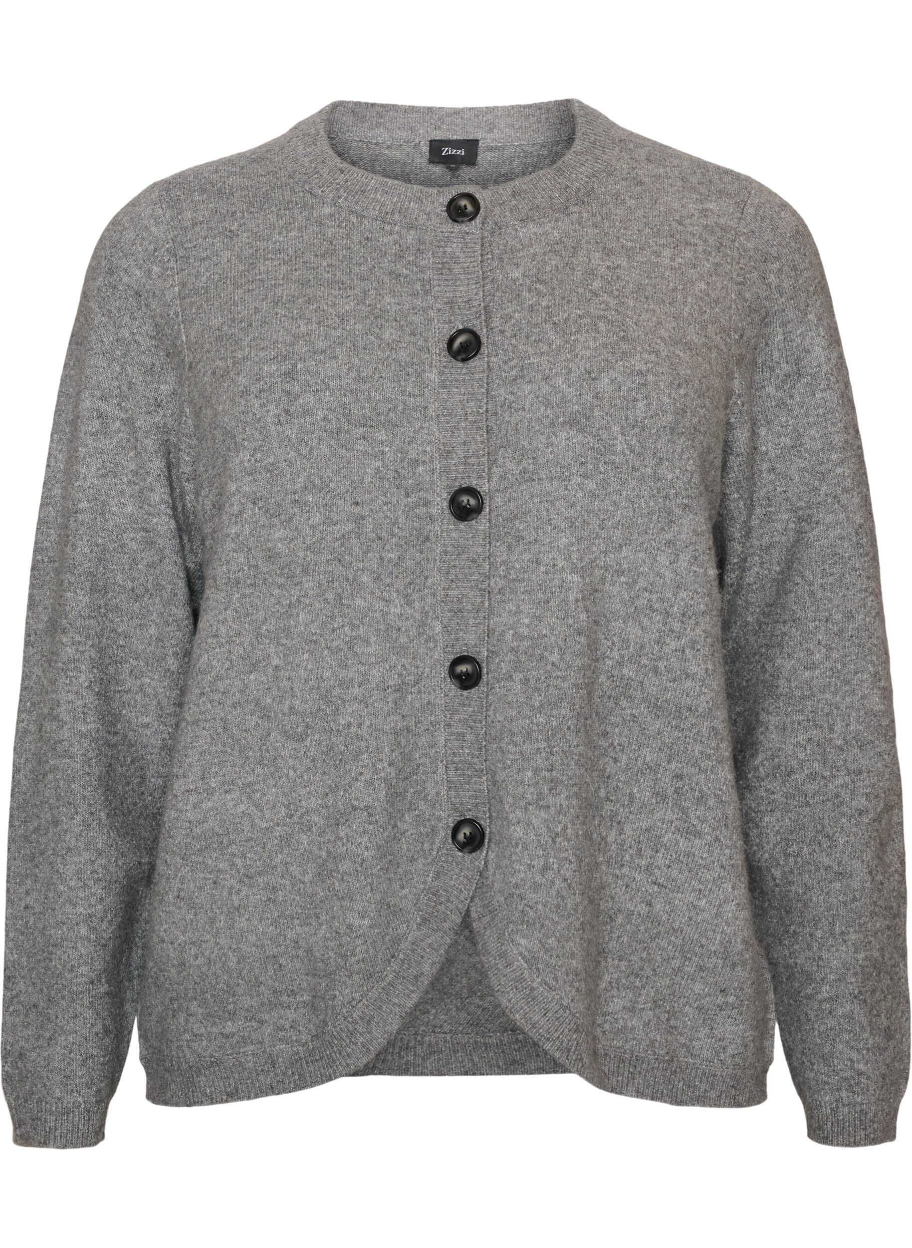 ZizziStrickjacke mit Kn&ouml;pfen und abgerundeter Vorderseite, Grau, Packshot image number 0