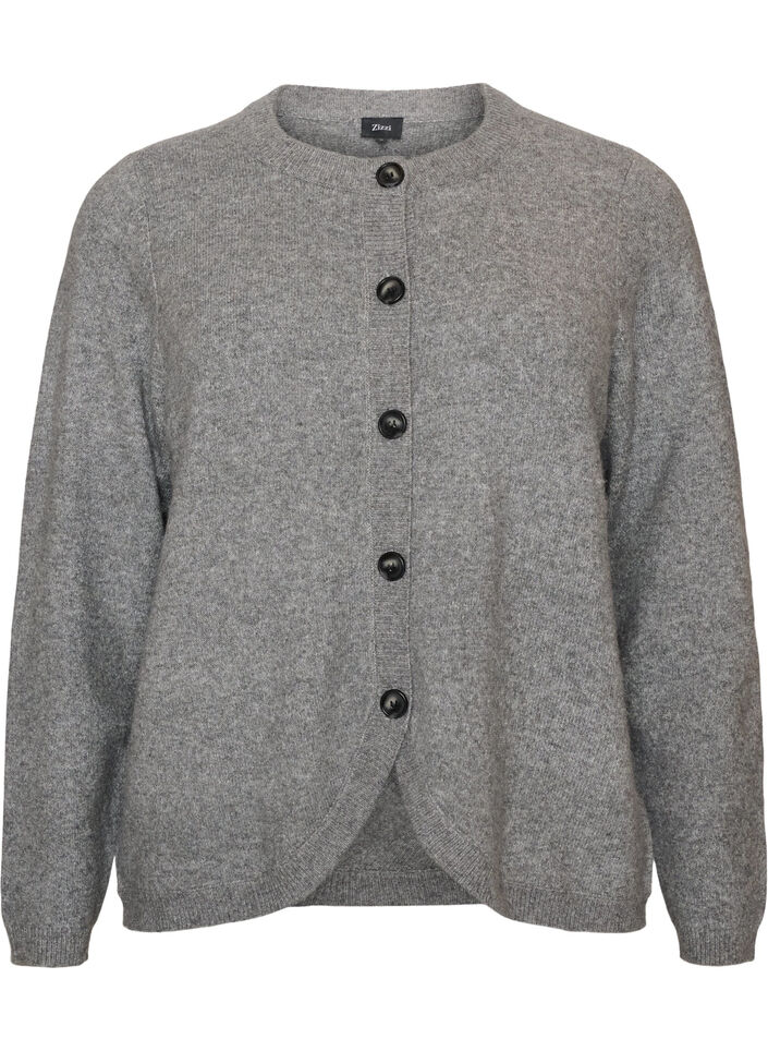Strickjacke mit Kn&ouml;pfen und abgerundeter Vorderseite, Grau, Packshot image number 0