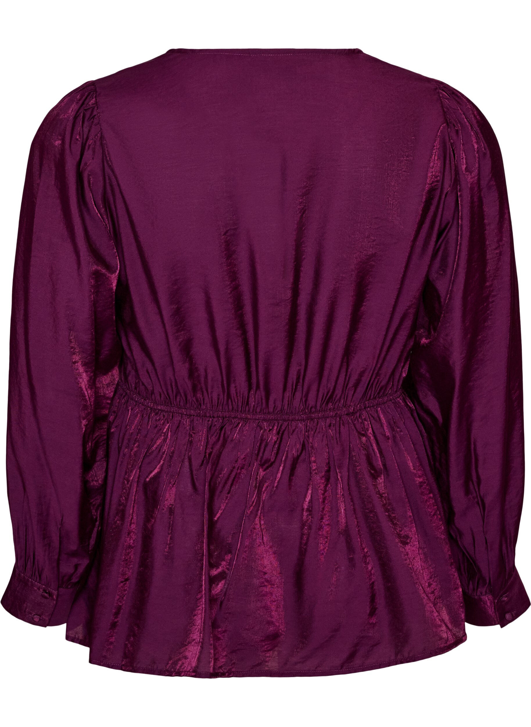 ZizziGl&auml;nzende Bluse aus Viskose mit Peplum-Effekt, Lila, Packshot image number 1