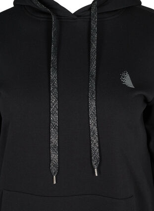 Langes Sweatshirt mit Kapuze und großer Tasche, Black, Packshot image number 2