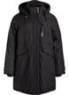 Wasserabweisender Parka mit Kapuze und funktionellen Details, Schwarz, Packshot image number 0