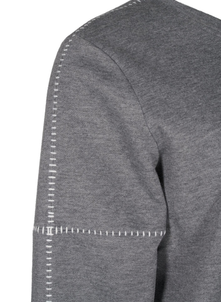 Sweatshirt mit Kontrastnähten, Medium Grey Mél, Packshot image number 3