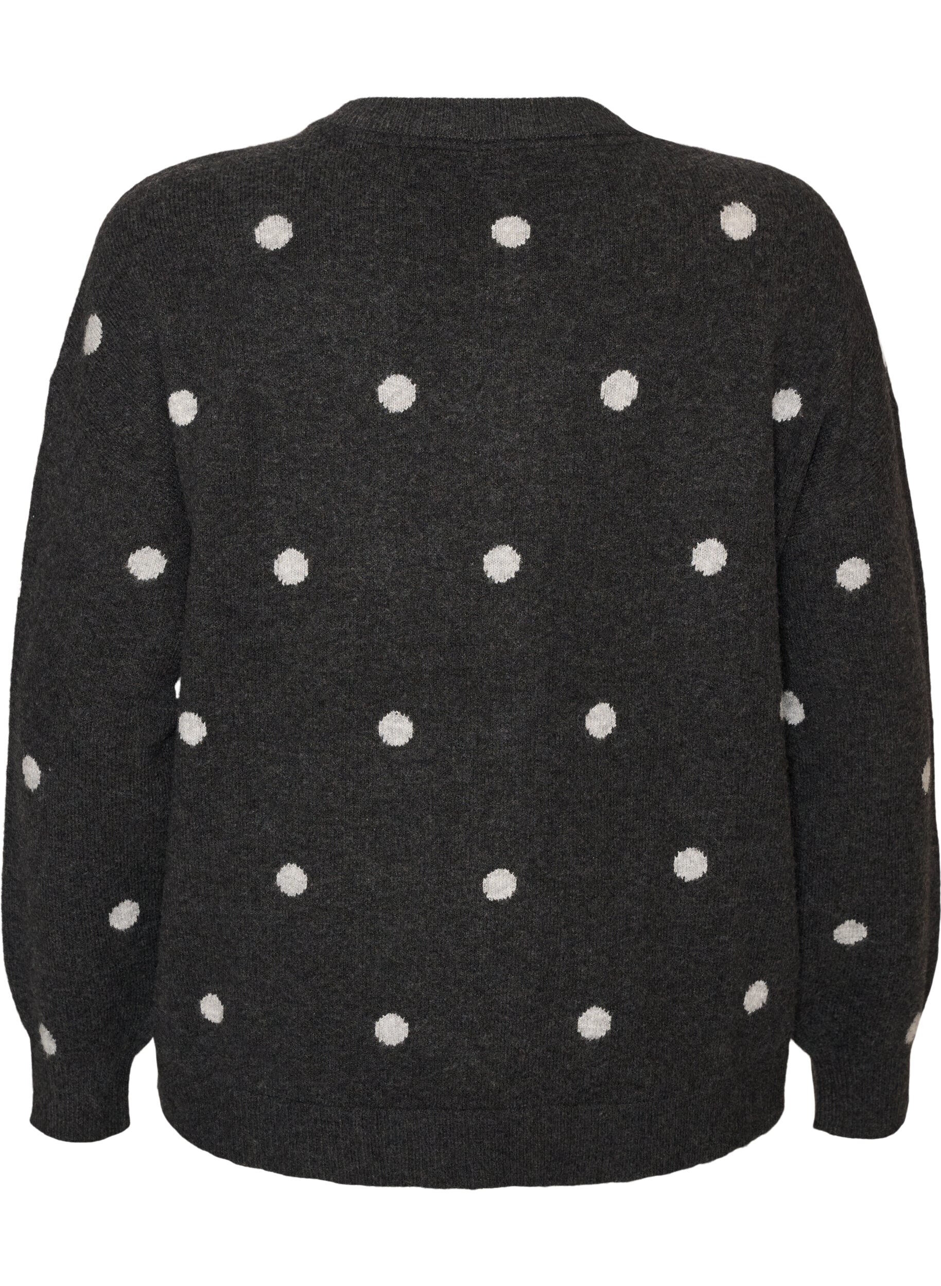 ZizziStrickjacke mit Punktmuster, Grau, Packshot image number 1