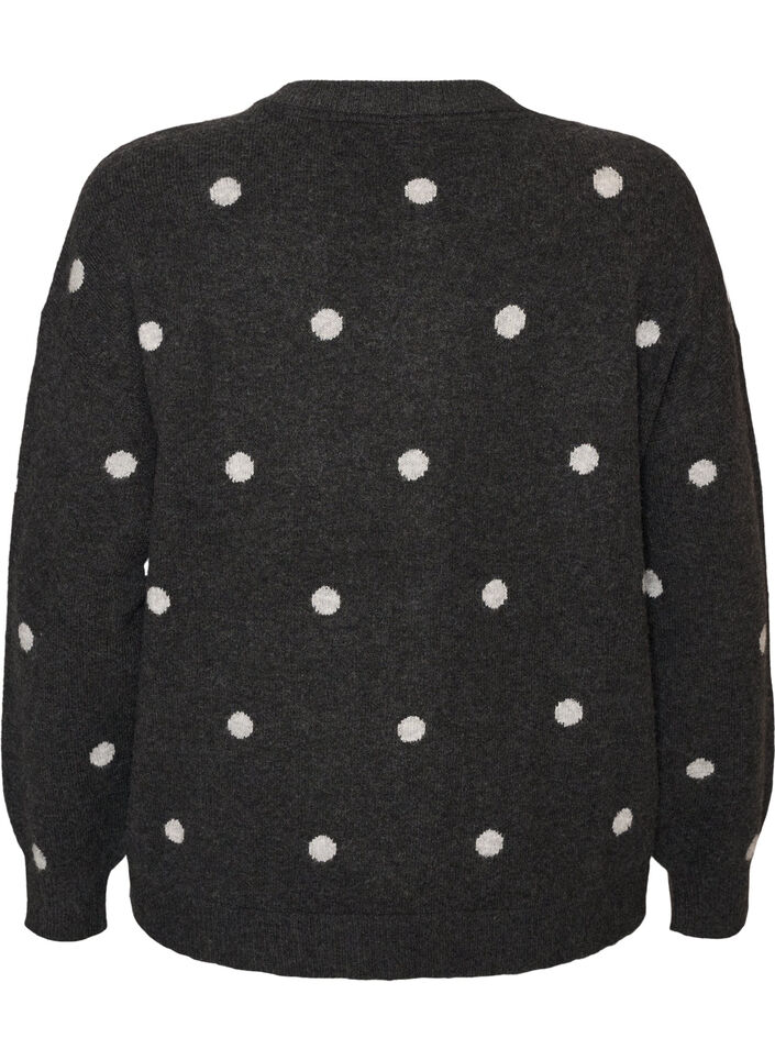 Strickjacke mit Punktmuster, Grau, Packshot image number 1