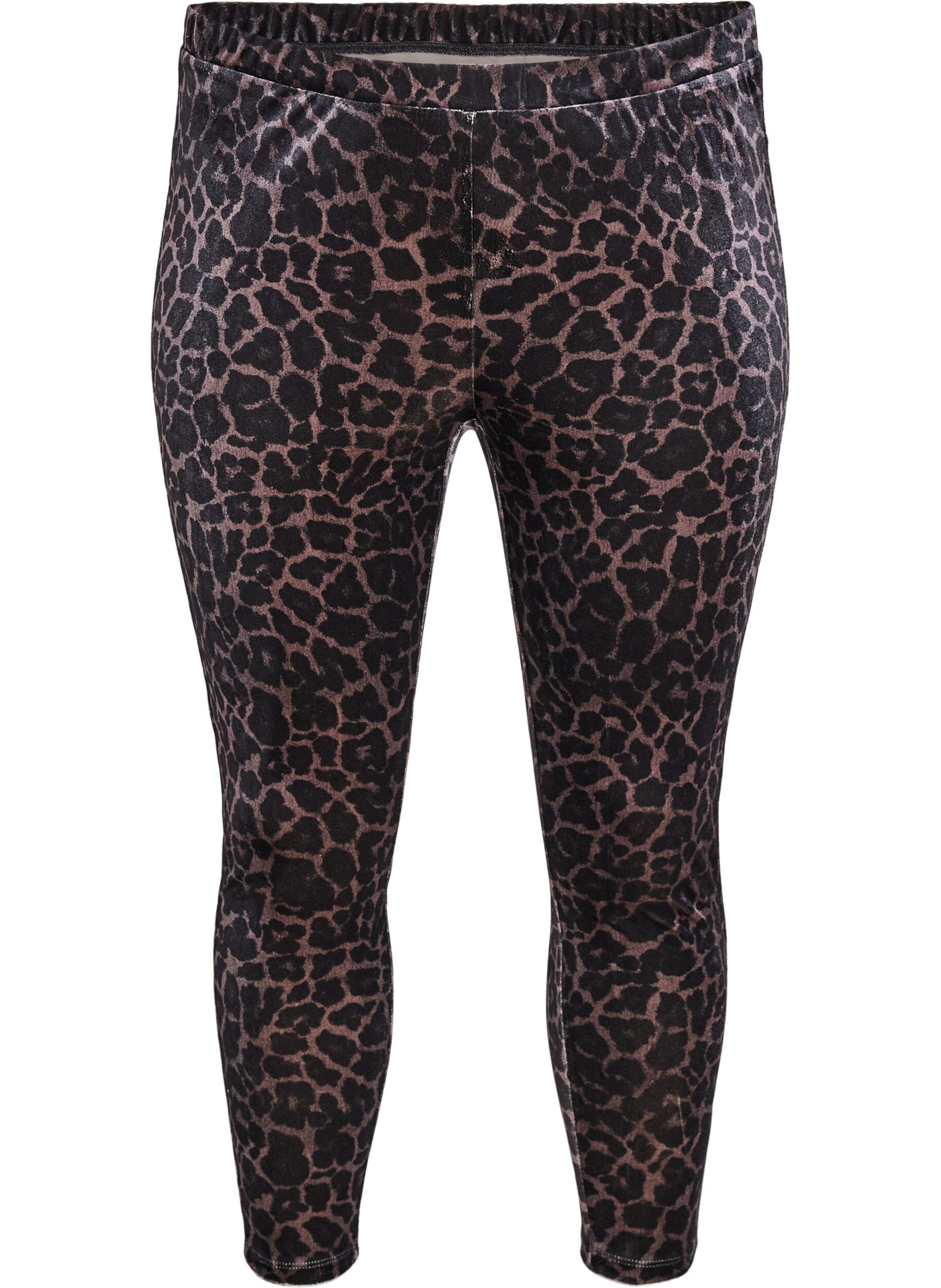 Leggings aus Velours mit Leopardenmuster