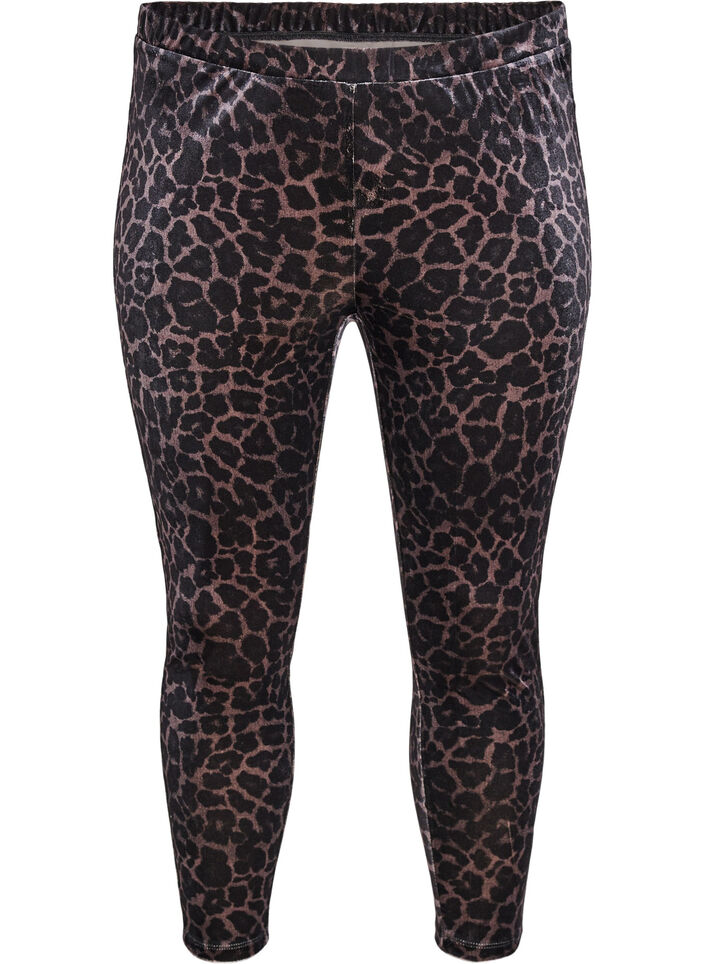 Leggings aus Velours mit Leopardenmuster, Braun, Packshot