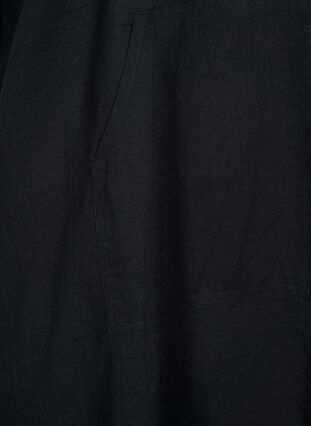 Kapuzenkleid aus Baumwollmischung mit Leinen, Black, Packshot image number 3