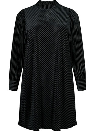 Strukturiertes Kleid aus Velours, Black, Packshot image number 0