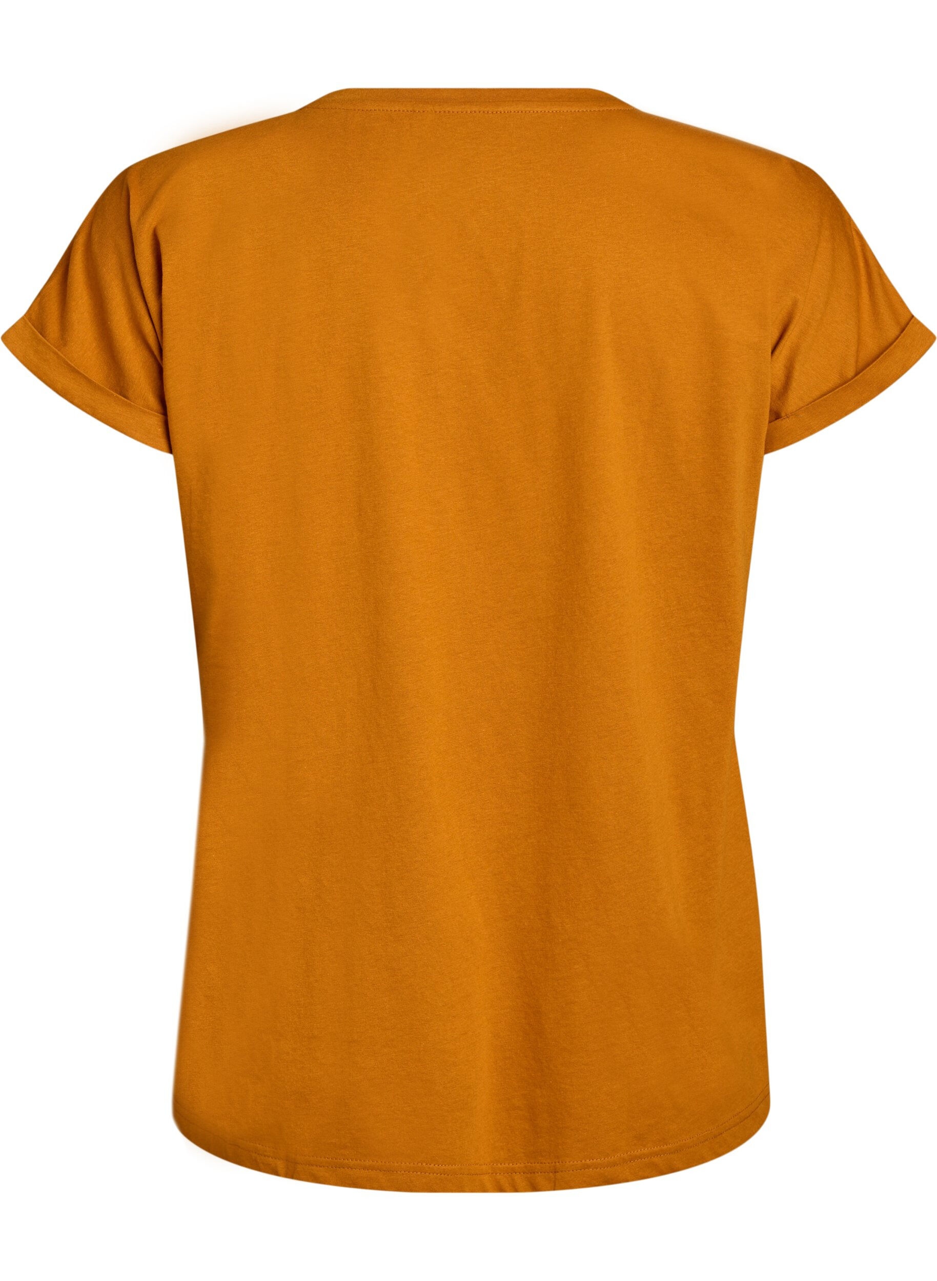ZizziKurz&auml;rmliges T-Shirt aus einer Baumwollmischung, Orange, Packshot image number 1