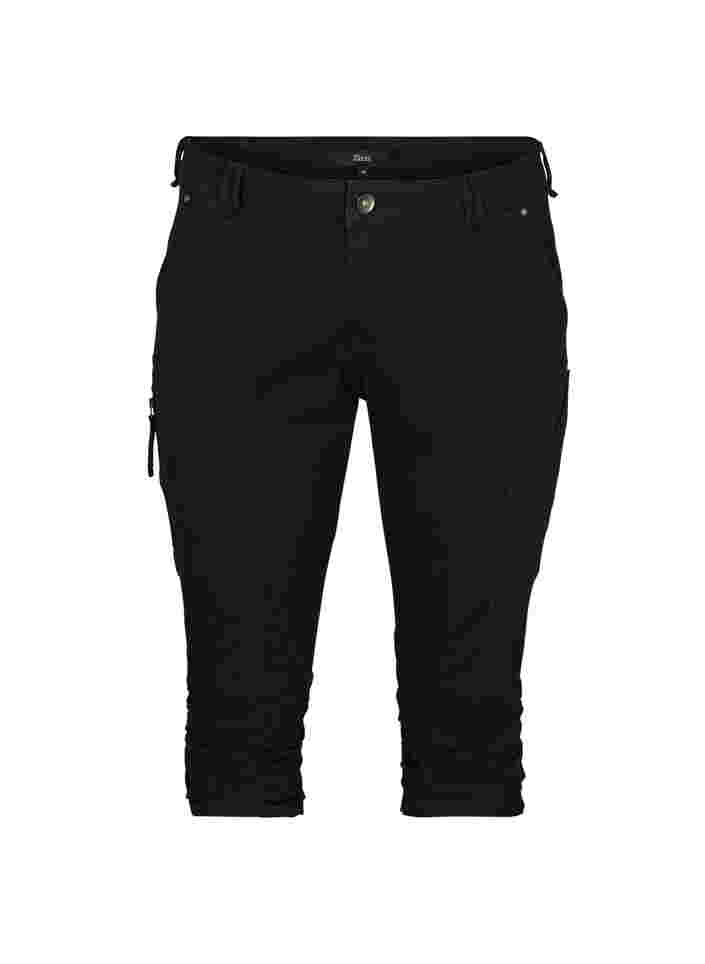 Slim Fit Caprijeans mit Taschen, Black, Packshot image number 0