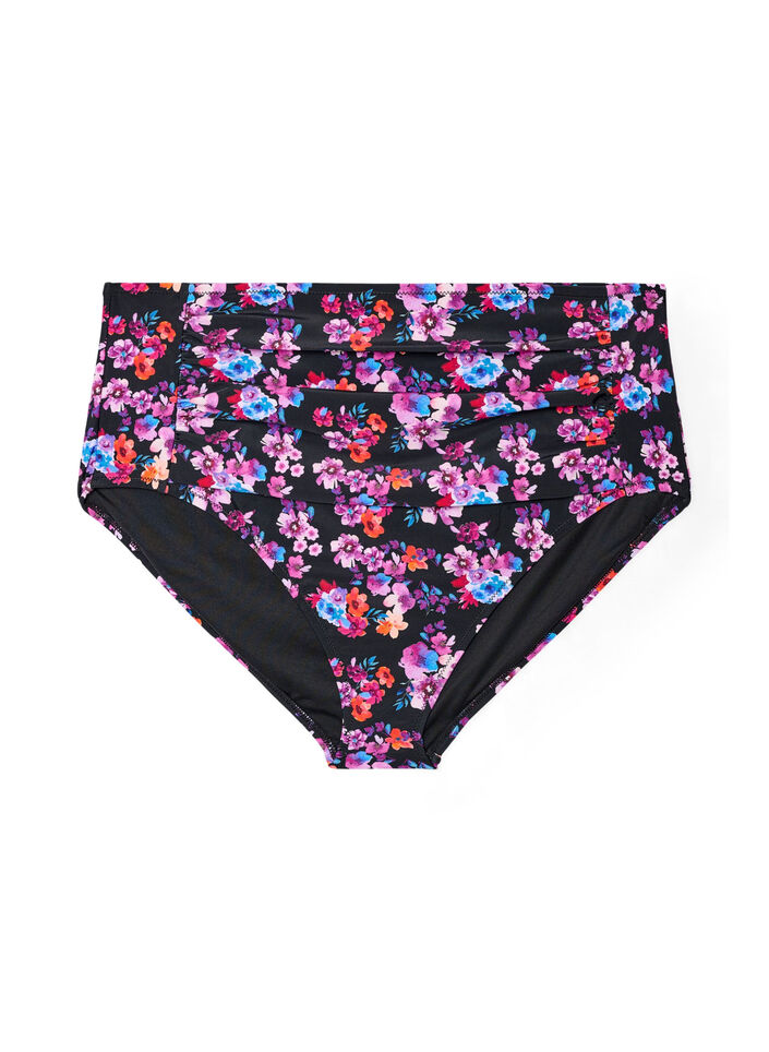 Hoch taillierte Bikinihosen mit Muster, Lila, Packshot image number 0