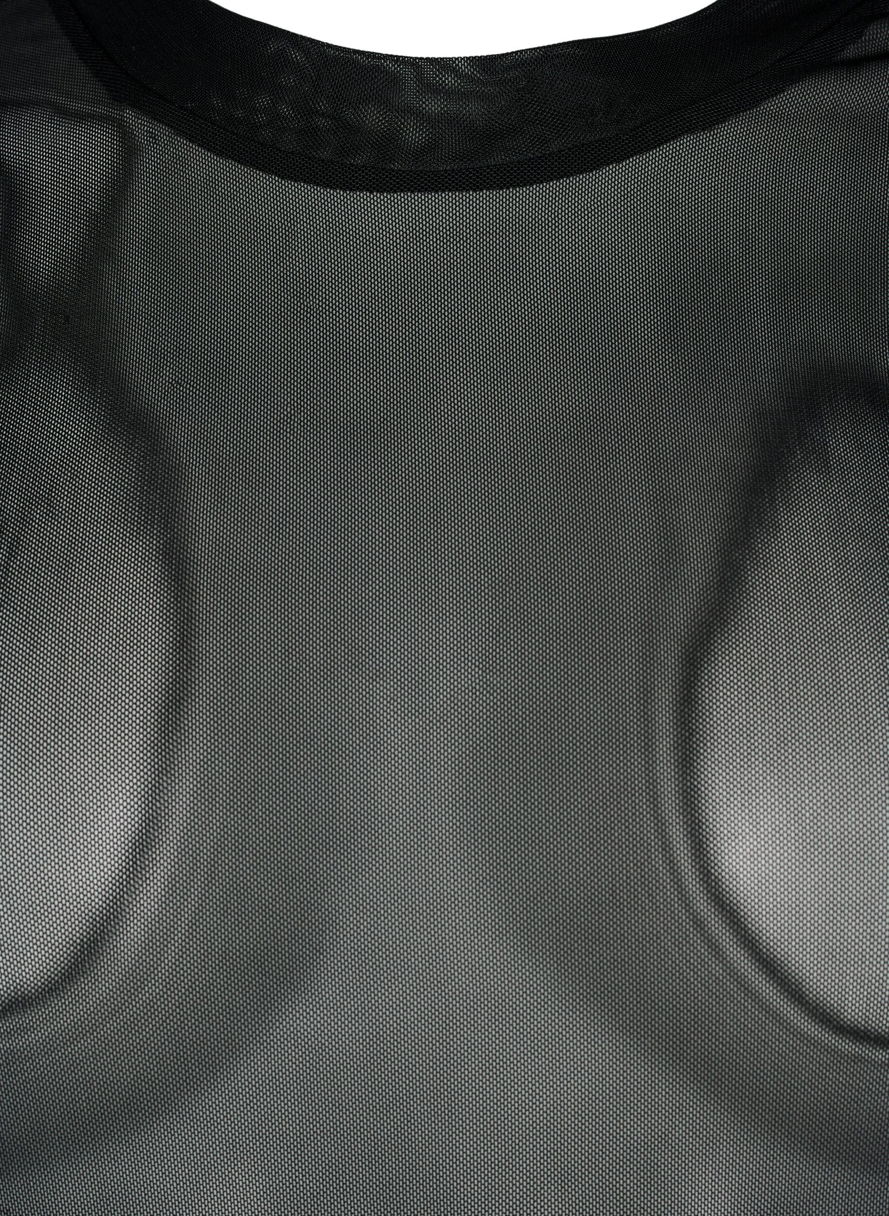 ZizziEinfarbige Mesh-Bluse, Schwarz, Packshot image number 2