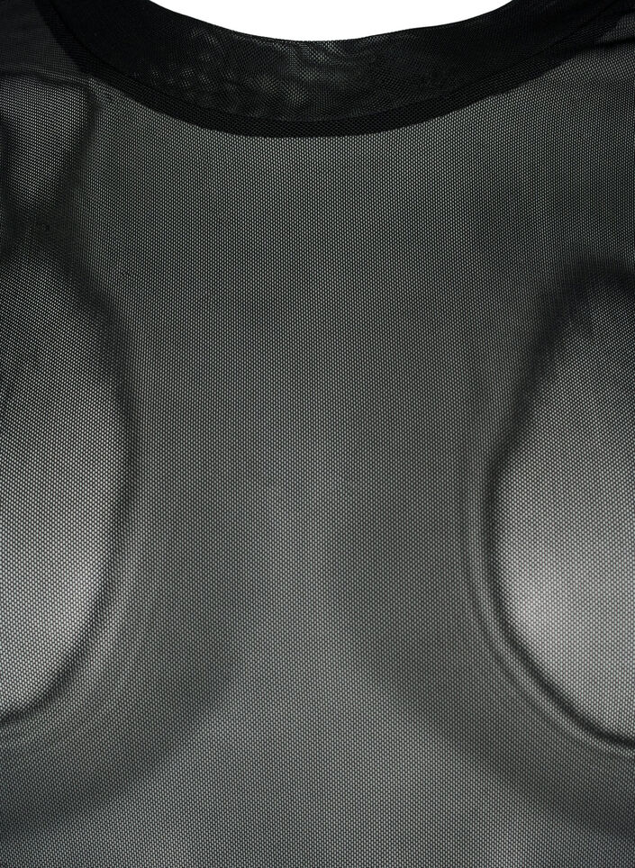 Einfarbige Mesh-Bluse, Schwarz, Packshot image number 2